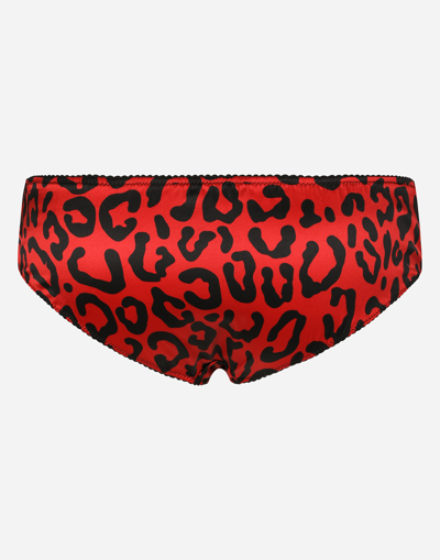 Shop Dolce & Gabbana Leopard-print Satin Panties In Multicolor