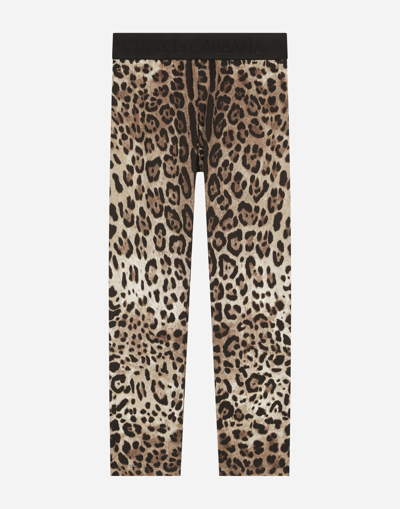 Shop Dolce & Gabbana Leopard-print Interlock Leggings In Animal Print