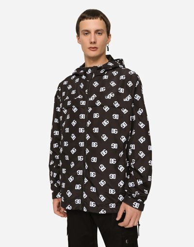 Dolce & Gabbana Monogram-print Zip-up Hoodie In Multicolor