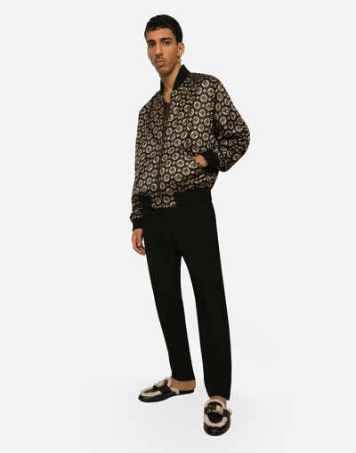 Dolce & Gabbana Nylon Jacket With All-over Dg Logo Print In Brown