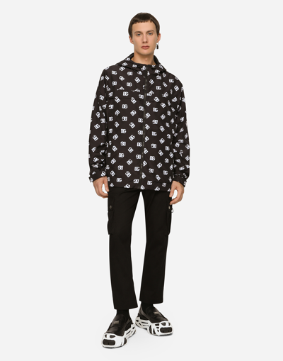 Dolce & Gabbana Monogram-print Zip-up Hoodie In Multicolor