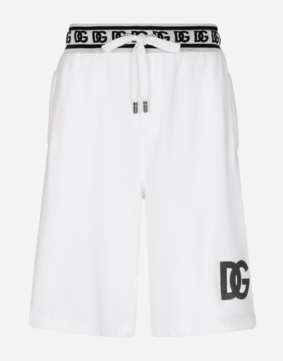 Dolce & Gabbana Jogging Shorts With Dg Embroidery And Dg Monogram In White