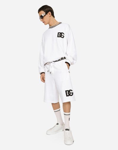 Dolce & Gabbana Jogging Shorts With Dg Embroidery And Dg Monogram In White