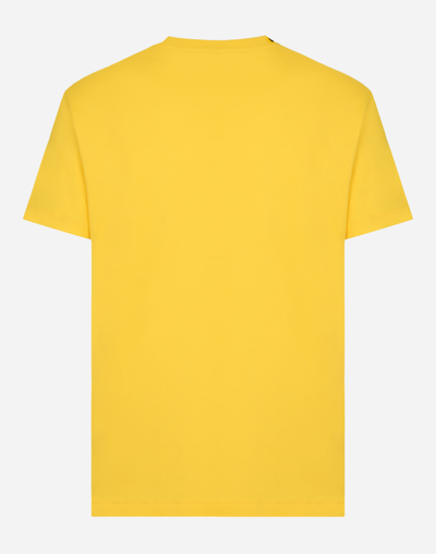 Shop Dolce & Gabbana Cotton T-shirt With Branded Tag In Yellow