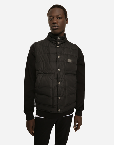 Dolce & Gabbana Black Padded Vest Jacket In Black