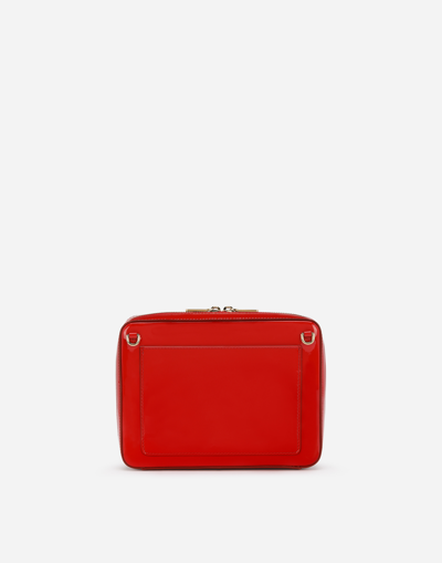 Shop Dolce & Gabbana Medium Patent Leather Camera Bag With Logo In Red