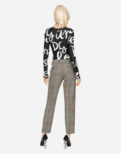 Shop Dolce & Gabbana Low-rise Glen Plaid Pants In Multicolor