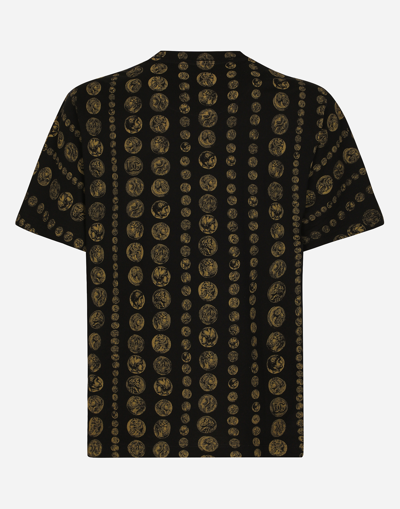 Shop Dolce & Gabbana All-over Coin Print Cotton T-shirt In Black