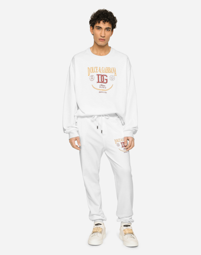 Shop Dolce & Gabbana Jersey Sweatshirt With Dg Logo Print In White