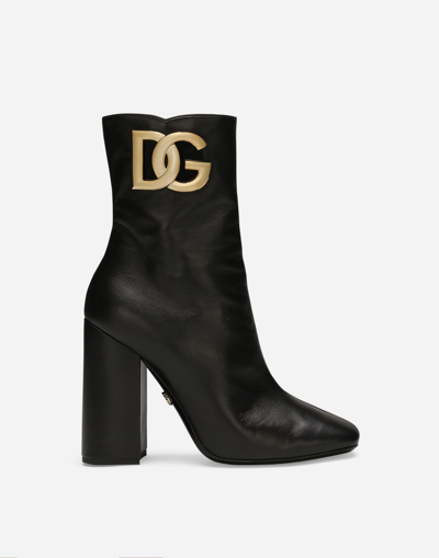 Shop Dolce & Gabbana Nappa Leather Ankle Boots In Black