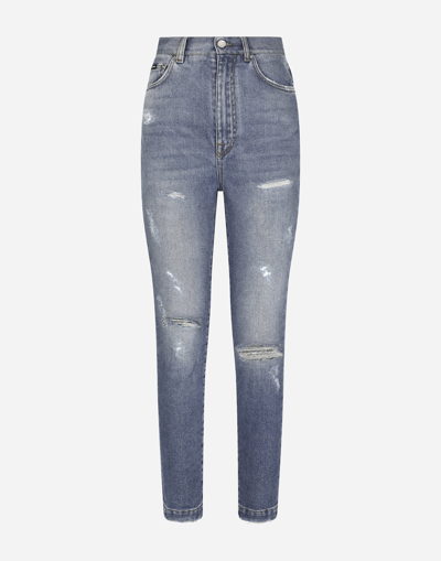 Shop Dolce & Gabbana Grace Jeans With Ripped Details In Multicolor