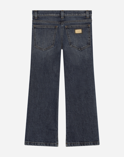 Shop Dolce & Gabbana 5-pocket Denim Pants With Embroidery In Multicolor