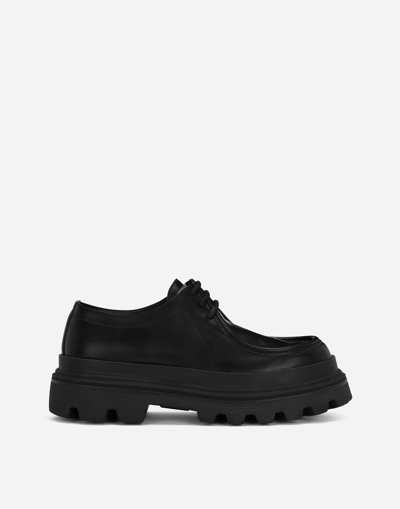 Dolce & Gabbana Platform Leather Derby Shoes In Black