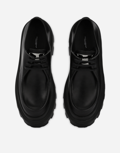 Dolce & Gabbana Platform Leather Derby Shoes In Black