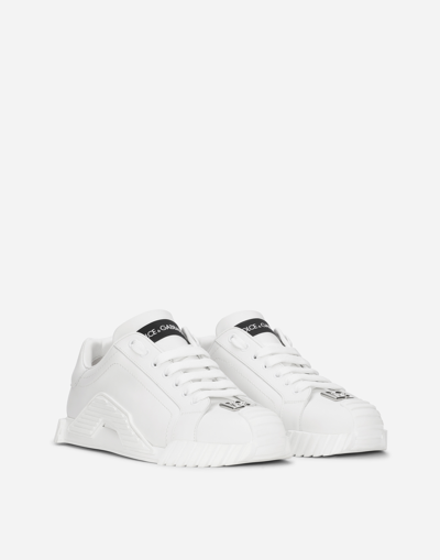 Shop Dolce & Gabbana Calfskin Ns1 Sneakers With Dg Logo In White