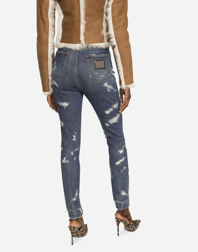 Shop Dolce & Gabbana Skinny-fit Jeans With Rips In Multicolor
