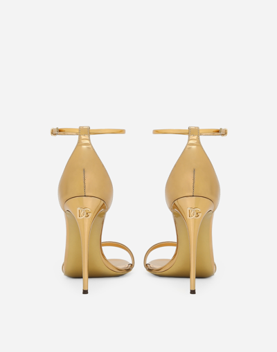 Shop Dolce & Gabbana Mirrored-effect Calfskin Sandals In Gold