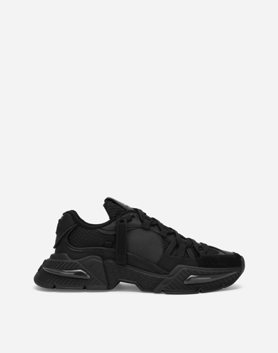 Dolce & Gabbana Airmaster Black Calf Leather Blend Sneakers In Multi