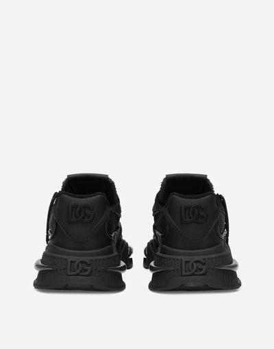 Dolce & Gabbana Airmaster Black Calf Leather Blend Sneakers In Multi