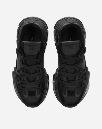 Dolce & Gabbana Airmaster Black Calf Leather Blend Sneakers In Multi