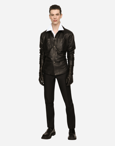 Shop Dolce & Gabbana Leather Shirt In Black