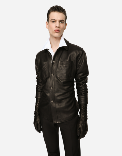 Shop Dolce & Gabbana Leather Shirt In Black