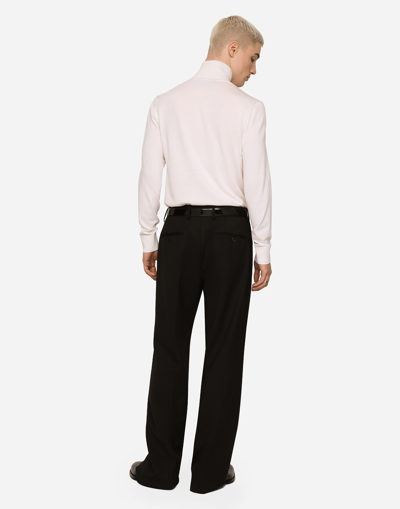 DOLCE & GABBANA STRETCH WOOL TWILL PANTS WITH WIDE LEG 