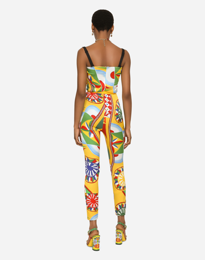 Shop Dolce & Gabbana Carretto-print Technical Jersey Jumpsuit In Red