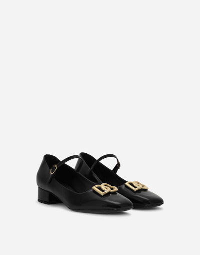 Shop Dolce & Gabbana Polished Calfskin Mary Janes In Black