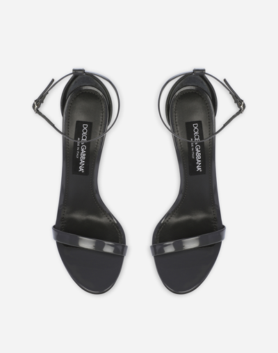 Shop Dolce & Gabbana Polished Calfskin Sandals In Grey