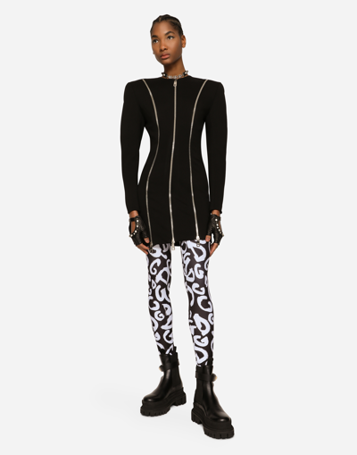 Dolce & Gabbana Calfskin Ankle Boots With Branded Strap In Schwarz