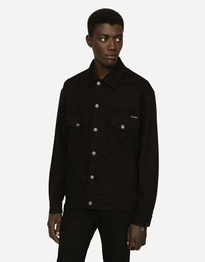 Dolce & Gabbana Dolce  Gabbana Logo Patch Padded Corduroy Jacket In Black