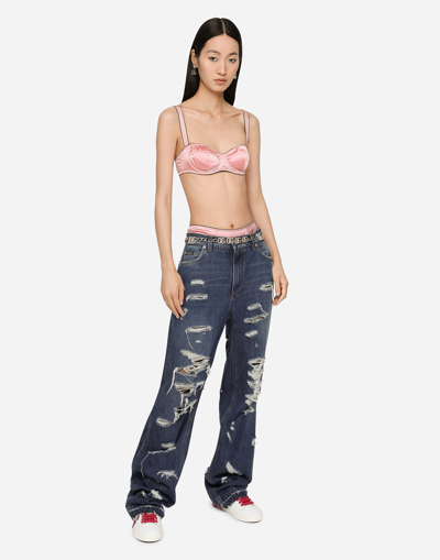 Shop Dolce & Gabbana Denim Jeans With Rips In Multicolor
