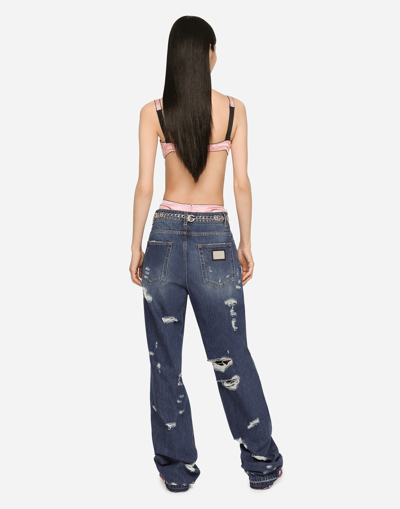 Shop Dolce & Gabbana Denim Jeans With Rips In Multicolor