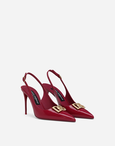 Dolce & Gabbana Polished Calfskin Slingbacks In Cyclamen