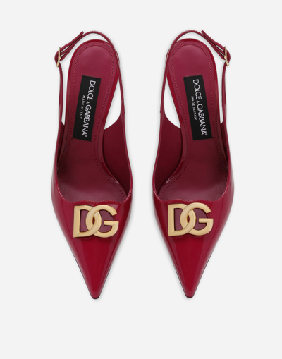 Dolce & Gabbana Polished Calfskin Slingbacks In Cyclamen