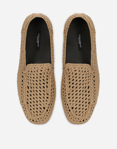 Shop Dolce & Gabbana Crochet Slippers In Brown