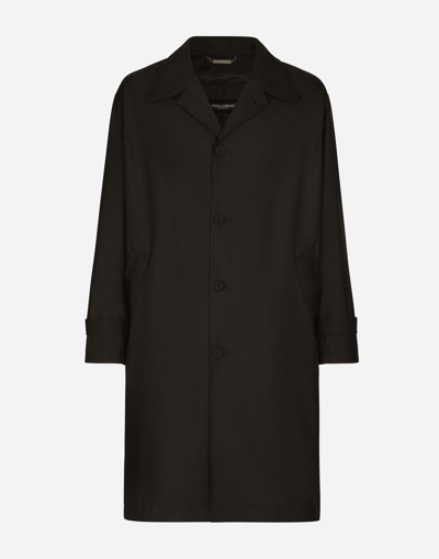 DOLCE & GABBANA NYLON TRENCH COAT WITH LOGO TAG 