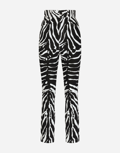 Shop Dolce & Gabbana Zebra-print Drill Pants In Animal Print