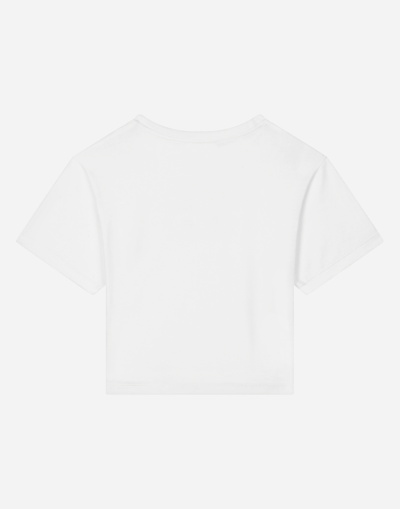 Shop Dolce & Gabbana Jersey T-shirt With Dg Logo Print In White