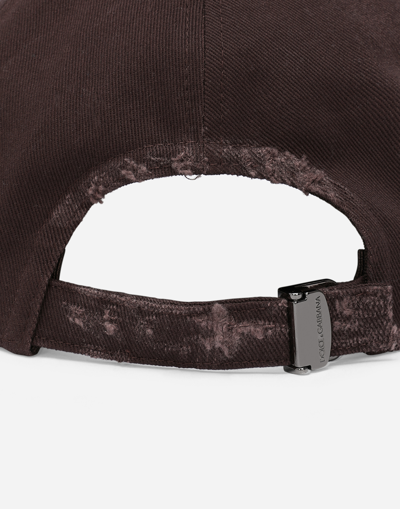 Shop Dolce & Gabbana Cotton Baseball Cap With Logo Tag In Brown