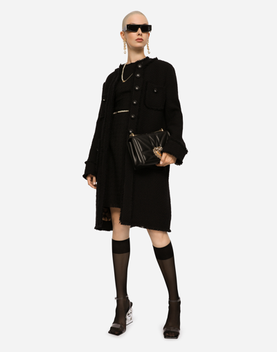 Shop Dolce & Gabbana Single-breasted Tweed Coat In Black