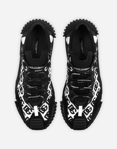 Dolce & Gabbana Men's Calfskin Nappa Portofino Sneakers With Dg Logo Print In Multi