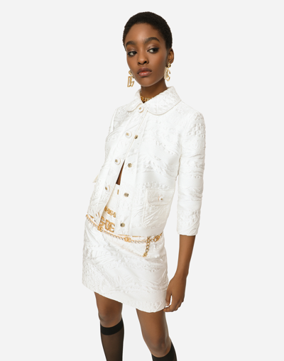 Shop Dolce & Gabbana Gabbana Brocade Jacket In White