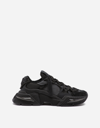 Dolce & Gabbana Iconic Monogram Mesh Paneled Sneakers In Black