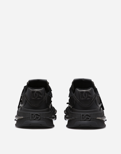 Dolce & Gabbana Iconic Monogram Mesh Paneled Sneakers In Black