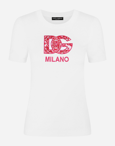 Dolce & Gabbana Cotton Jersey T-shirt With Dg Logo Patch In White