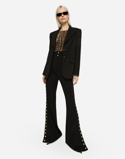 Dolce & Gabbana Black Single-breasted Blazer With Animalier Lining In Nero