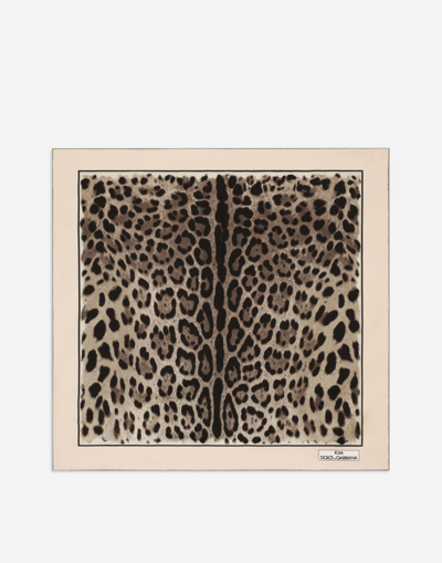 Dolce & Gabbana Leopard-print Twill Scarf In Leo_bordo_nudo