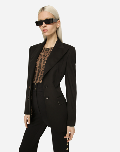 Dolce & Gabbana Black Single-breasted Blazer With Animalier Lining In Nero
